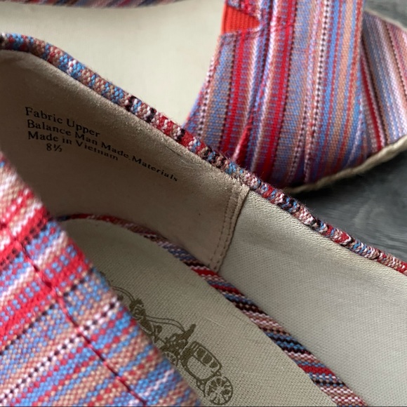 Coach Espadrille Pink-Multi Striped Wedges Size8.5 - Picture 8 of 8